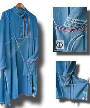 Büyük Beden Tasarım Hakim Yaka Kaftan Elbise OBGUF080423