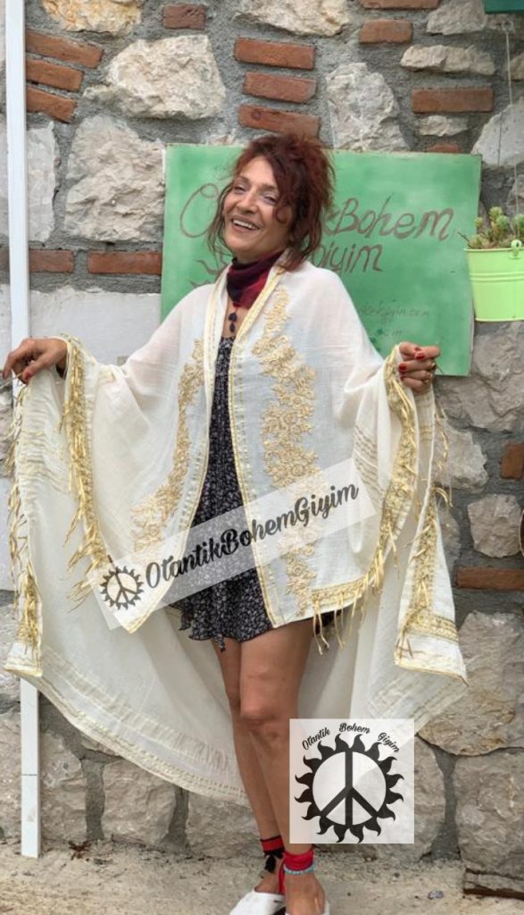 Özel Tasarım, Dokuma Altın Rengi Gupur Şal OBGS170623